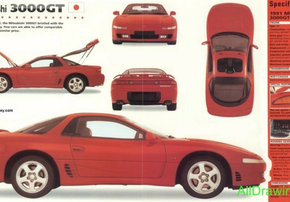 Mitsubishi 3000GT (1991) (Mitsubishi 3000GT (1991)) - drawings of the car